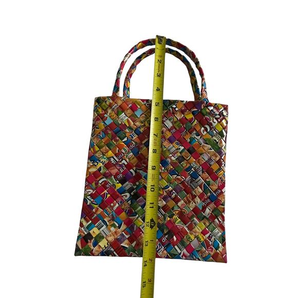 Y2K Eco Chic Candy Wrapper Tote‎ Bag Handmade Colorful Woven Purse 9x9.5 - Picture 6 of 8